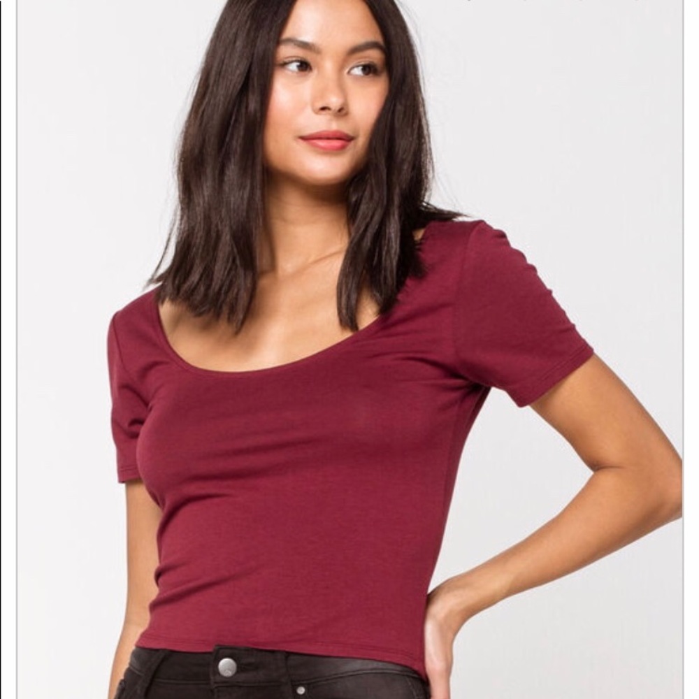 Burgundy Scoop Neck T-Shirt